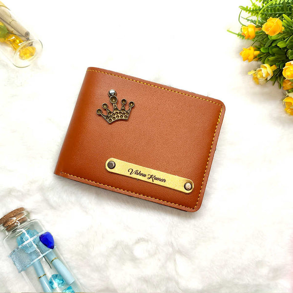 Personalised Men's Wallet With Charm - Tan - Uncommongifts.in